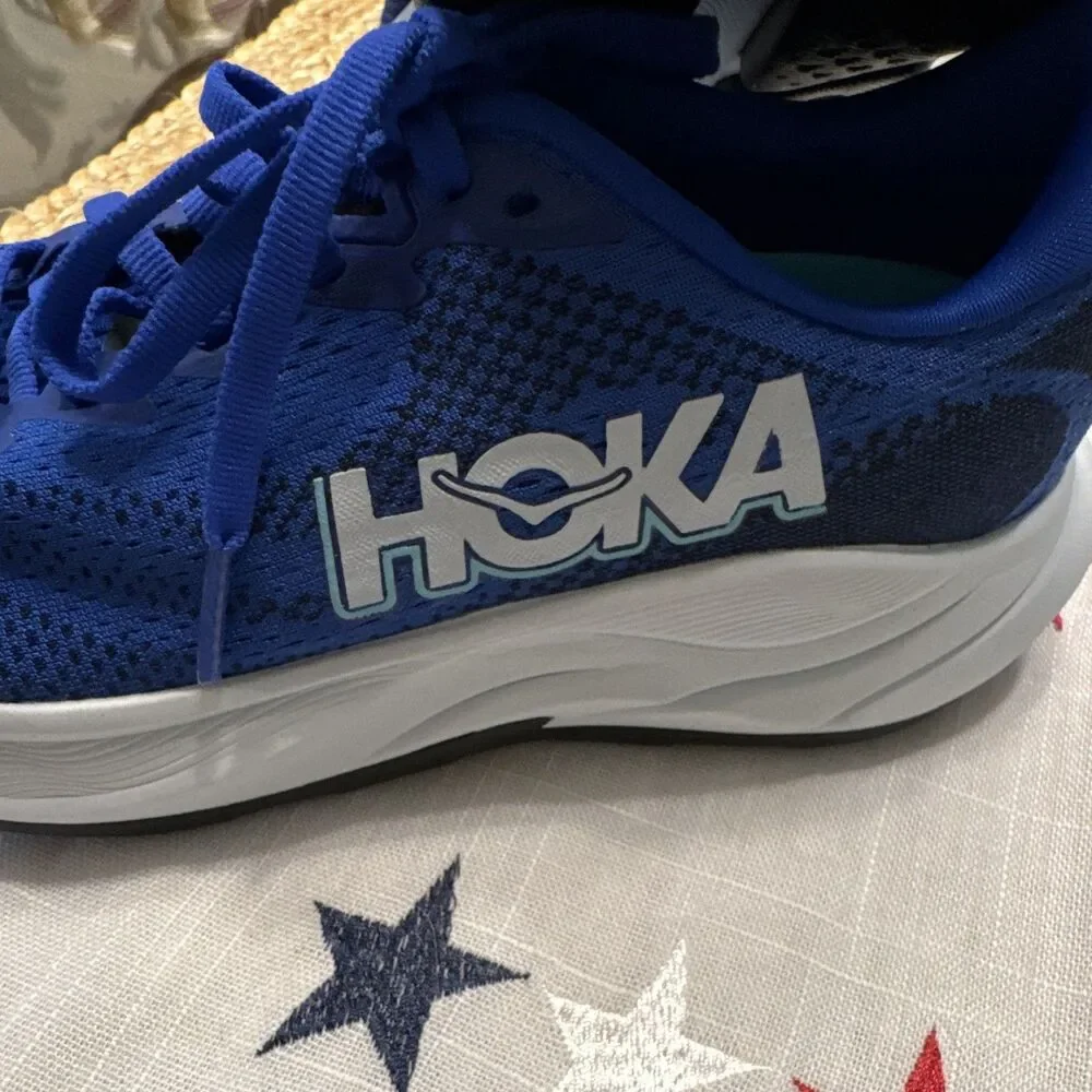 HOKA ONE ONE Rincon 4 Women's Blue White Lace-Up Low Top Mesh Sneakers Logo - Picture 3 of 7